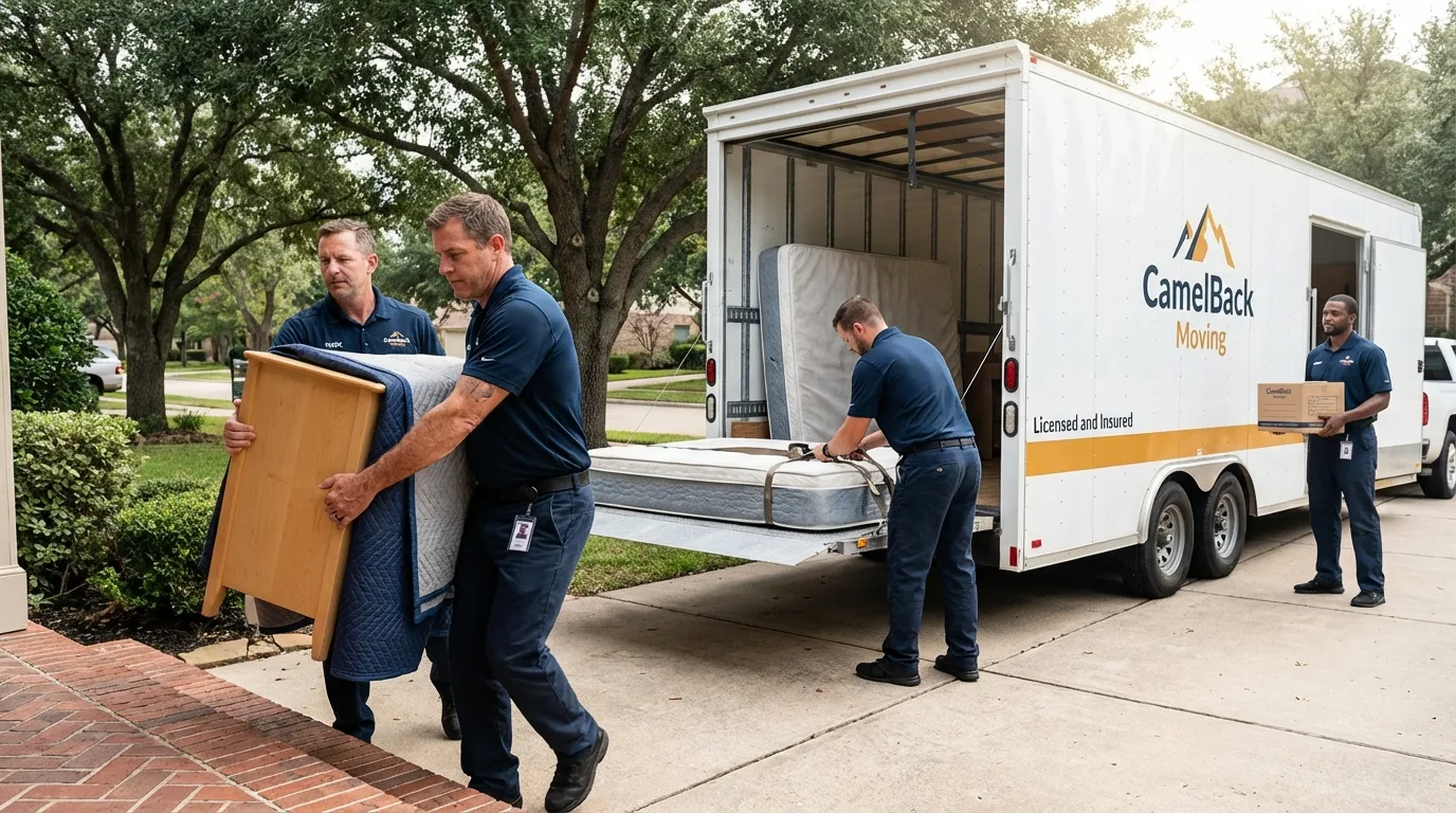 Crew loading residential truck for cross-state move from Mount Holly, NJ