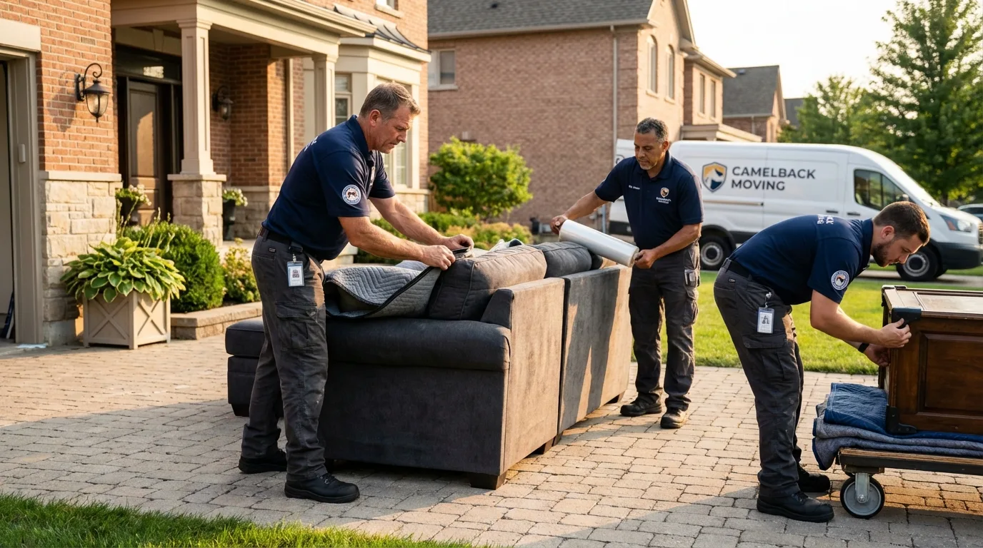 Large estate moving crew wrapping furniture in Mount Holly, NJ
